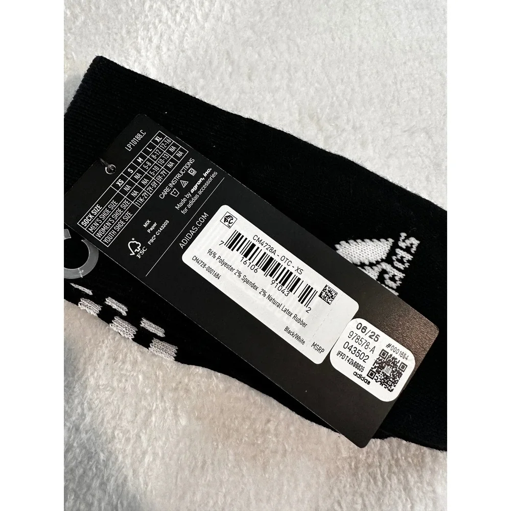 Adidas Soccer OTC Socks Black White Badge of Sport Stripe CM4728A XS New - Picture 3 of 3